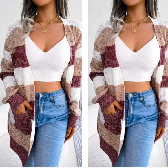 Warm Whisper Cozy Striped Cardigan - Picture 1 of 8